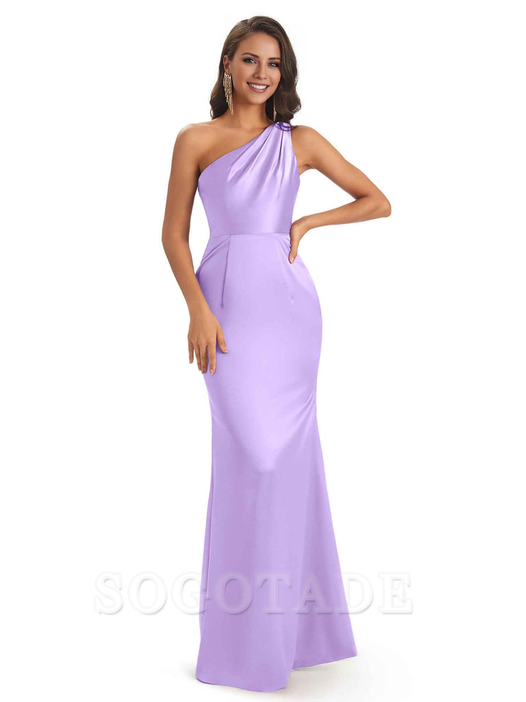 One Shoulder Long Mermaid Bridesmaid Dresses Sexy Soft Satin Elegant Evening Party Dress