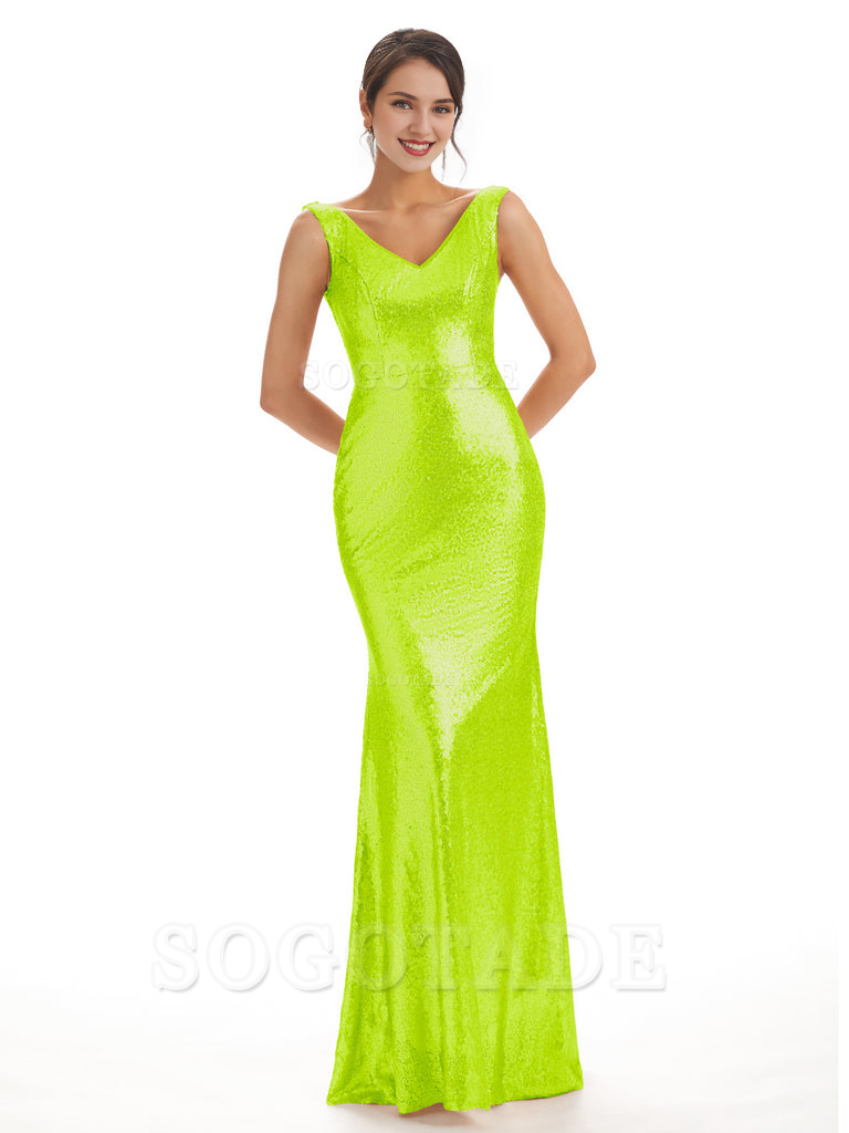 Sleeveless V Neck Mermaid Cultivate oneself Sequin Shining Luxury Bridesmaid Dresses Formal Women's Dresses Wedding Guest Dresses