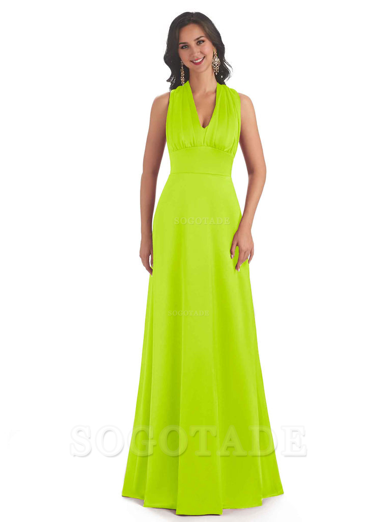 Convertiable Soft Satin A-Line Long Wedding Bridesmaid Dresses Online prom dress in store