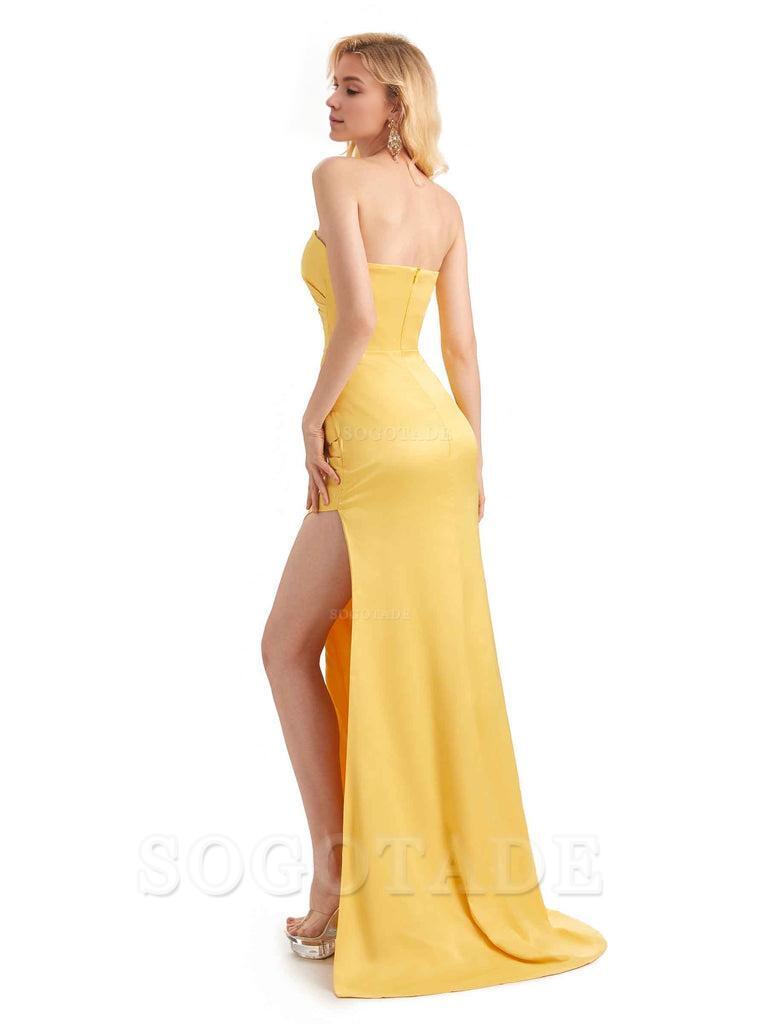 Unique Soft Satin Side Slit Off Shoulder Long Mermaid Maid Of Honor Dresses Bridesmaid Dress Elegant Evening Party Dress