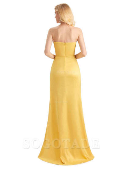 Unique Soft Satin Side Slit Off Shoulder Long Mermaid Maid Of Honor Dresses Bridesmaid Dress Elegant Evening Party Dress