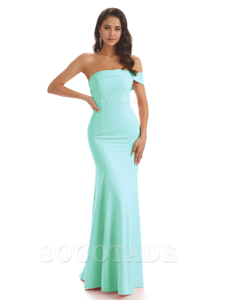 Mermaid One Shoulder Floor-Length Satin Sexy formal dresses evening gown Bridesmaid Dresses