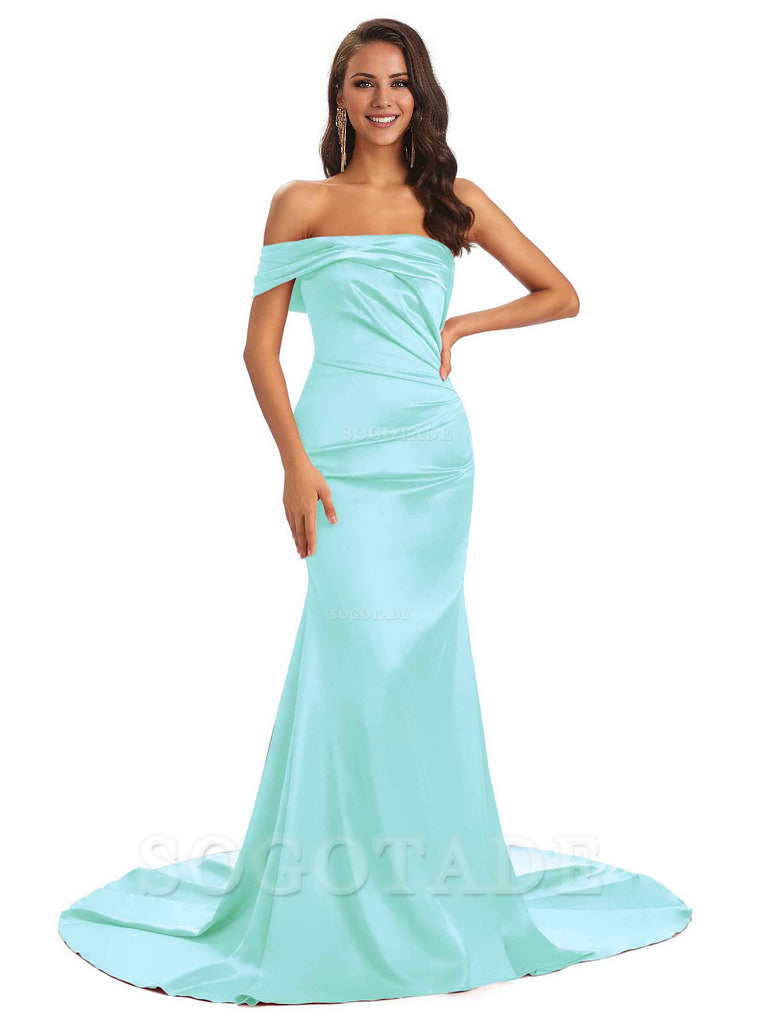 Sexy Soft Satin One Shoulder Long Unique Mermaid Bridesmaid Dresses Elegant Evening Party Dress