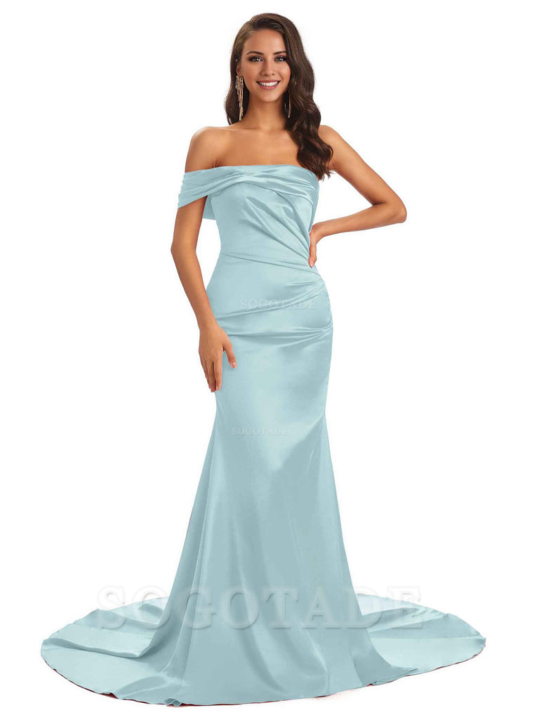 Sexy Soft Satin One Shoulder Long Unique Mermaid Bridesmaid Dresses Elegant Evening Party Dress