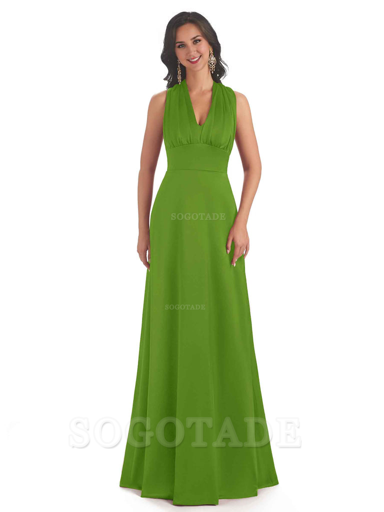 Convertiable Soft Satin A-Line Long Wedding Bridesmaid Dresses Online prom dress in store