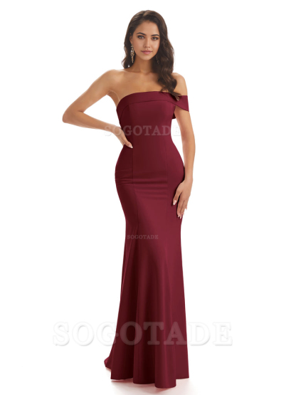 Mermaid One Shoulder Floor-Length Satin Sexy formal dresses evening gown Bridesmaid Dresses