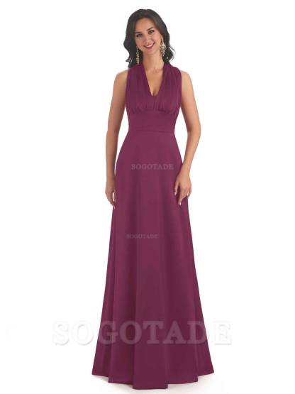 Convertiable Soft Satin A-Line Long Wedding Bridesmaid Dresses Online prom dress in store