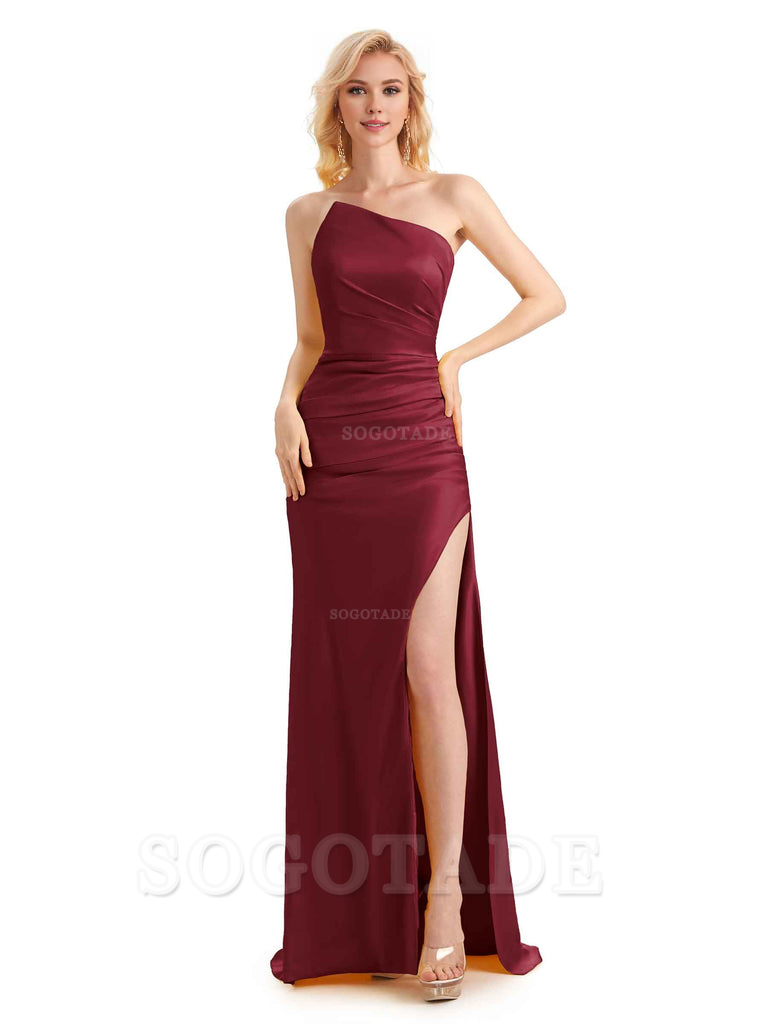 Unique Soft Satin Side Slit Off Shoulder Long Mermaid Maid Of Honor Dresses Bridesmaid Dress Elegant Evening Party Dress