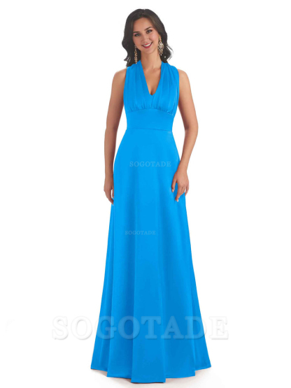 Convertiable Soft Satin A-Line Long Wedding Bridesmaid Dresses Online prom dress in store
