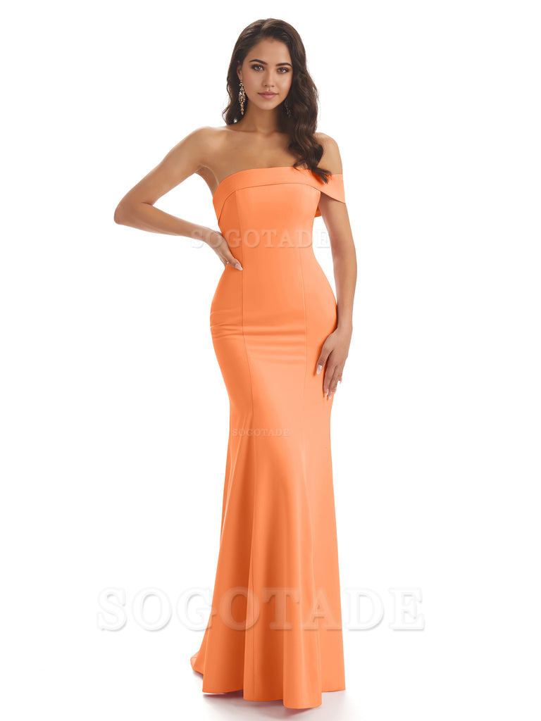 Mermaid One Shoulder Floor-Length Satin Sexy formal dresses evening gown Bridesmaid Dresses