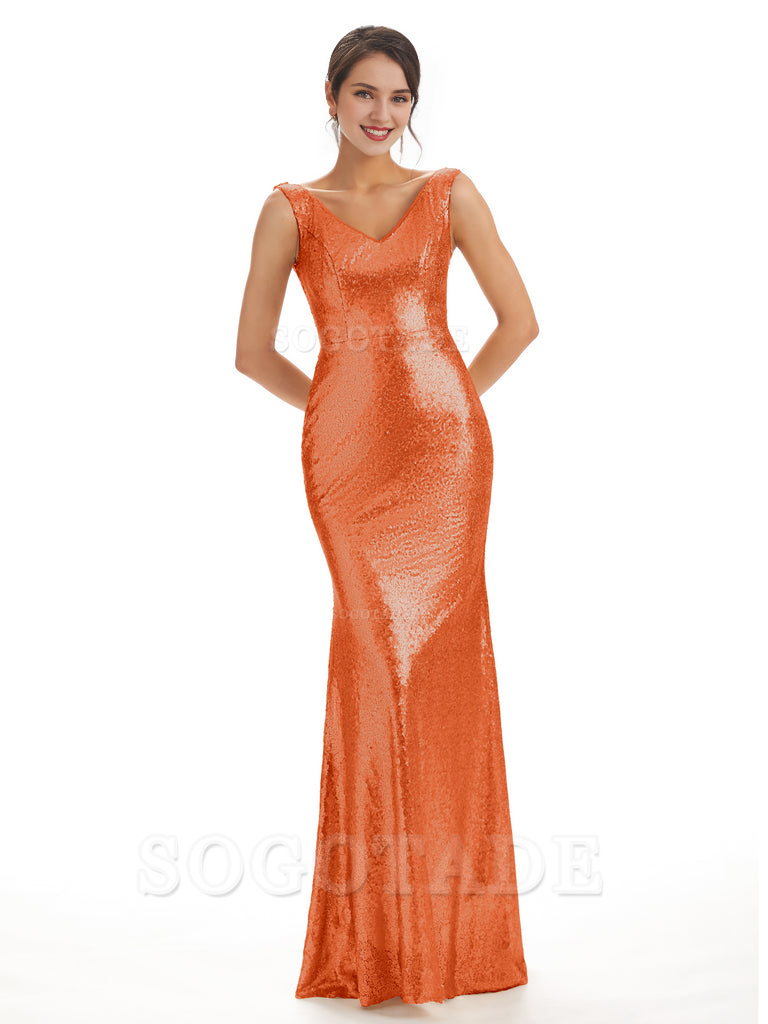 Sleeveless V Neck Mermaid Cultivate oneself Sequin Shining Luxury Bridesmaid Dresses Formal Women's Dresses Wedding Guest Dresses