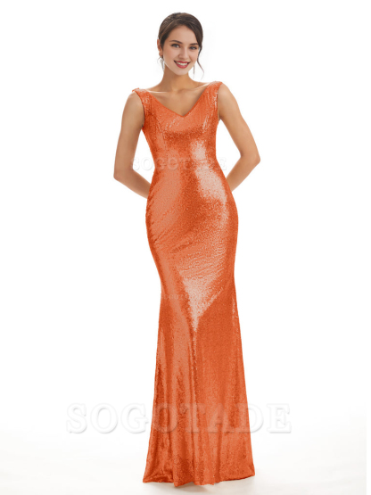 Sleeveless V Neck Mermaid Cultivate oneself Sequin Shining Luxury Bridesmaid Dresses Formal Women's Dresses Wedding Guest Dresses