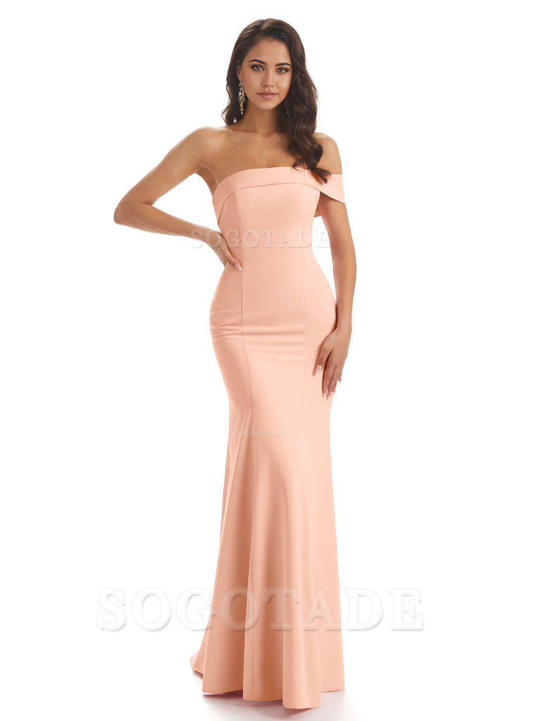 Mermaid One Shoulder Floor-Length Satin Sexy formal dresses evening gown Bridesmaid Dresses