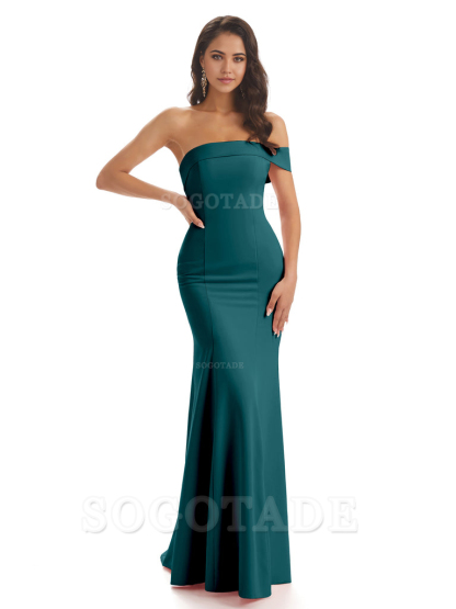 Mermaid One Shoulder Floor-Length Satin Sexy formal dresses evening gown Bridesmaid Dresses