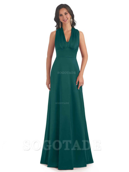 Convertiable Soft Satin A-Line Long Wedding Bridesmaid Dresses Online prom dress in store