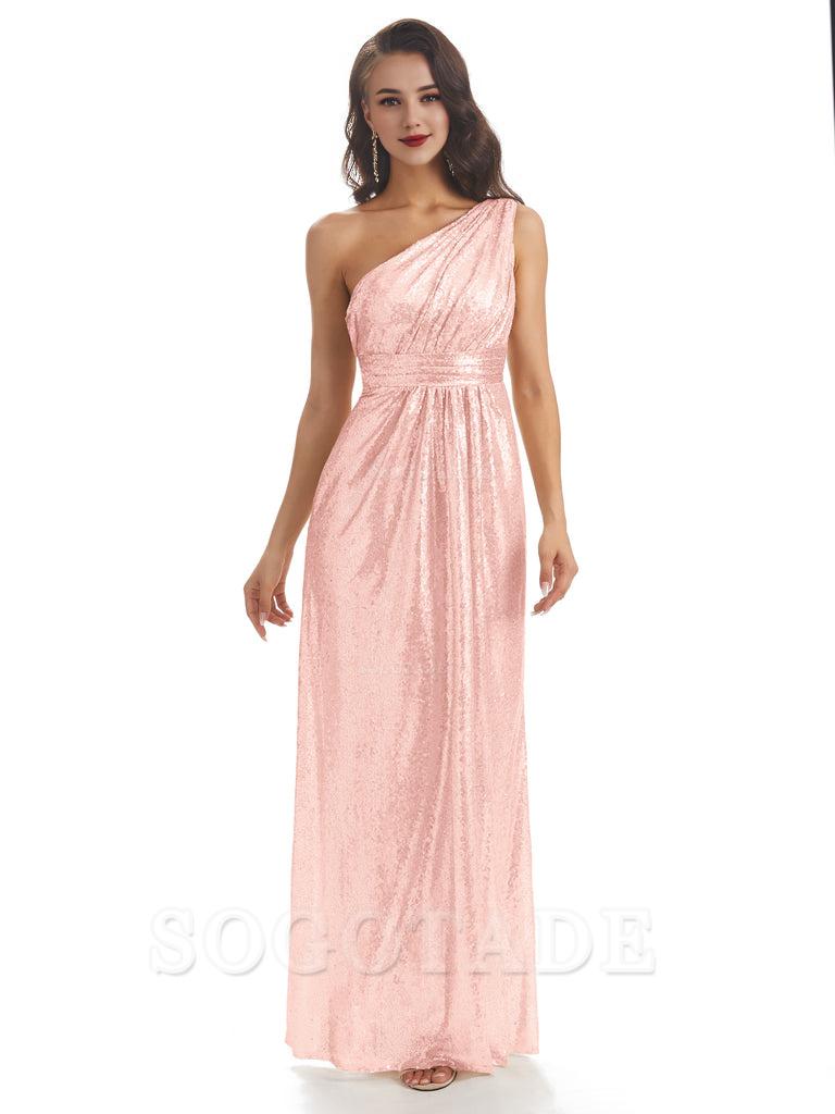 Sexy Sequin One Shoulder Sleeveless Long Mermaid Bridesmaid Dresses prom shop dresses