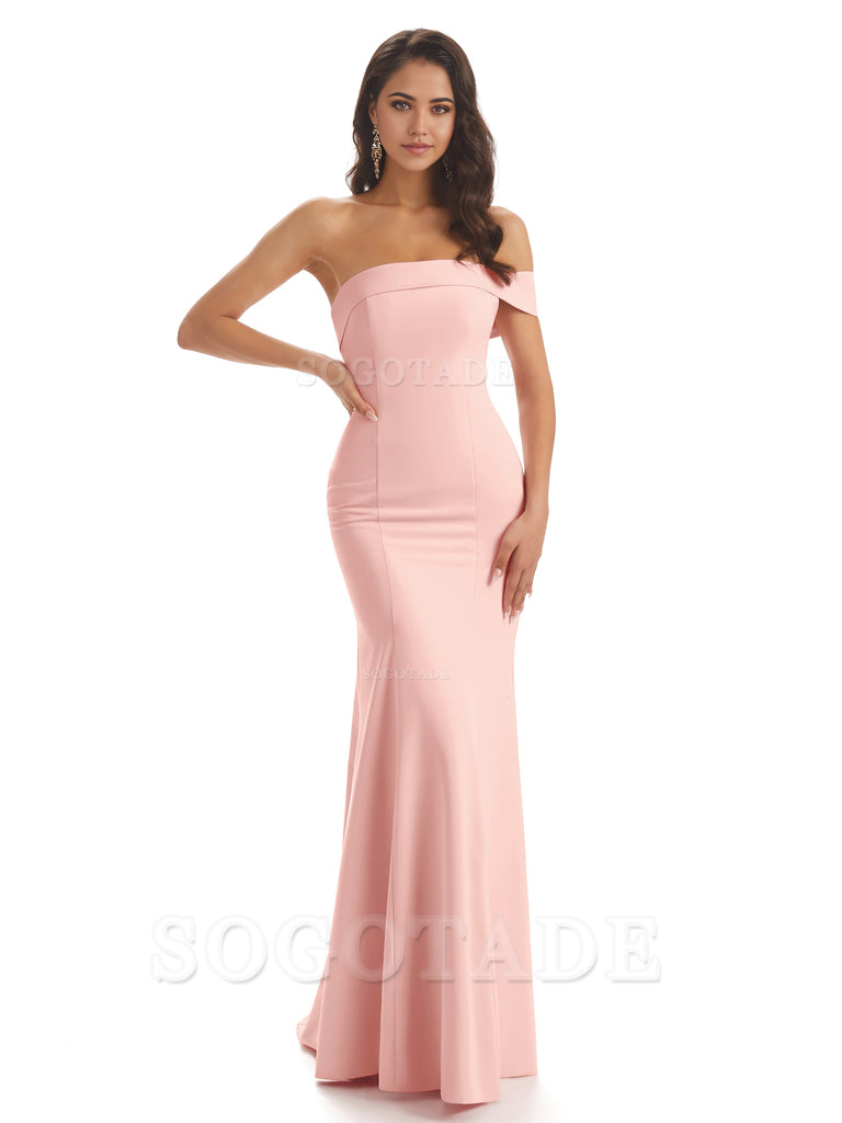 Mermaid One Shoulder Floor-Length Satin Sexy formal dresses evening gown Bridesmaid Dresses