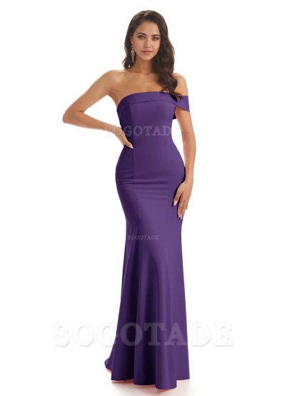 Mermaid One Shoulder Floor-Length Satin Sexy formal dresses evening gown Bridesmaid Dresses