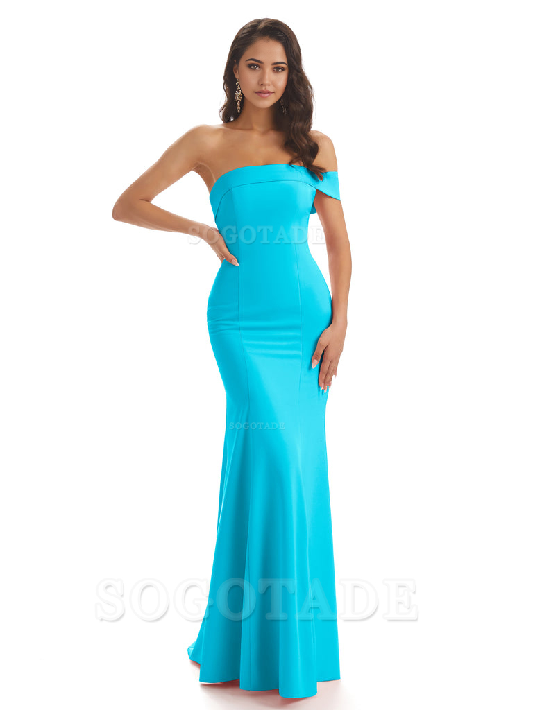 Mermaid One Shoulder Floor-Length Satin Sexy formal dresses evening gown Bridesmaid Dresses