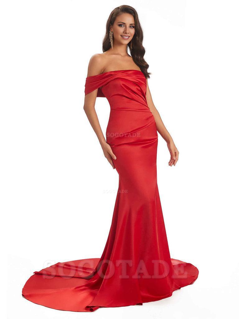 Sexy Soft Satin One Shoulder Long Unique Mermaid Bridesmaid Dresses Elegant Evening Party Dress