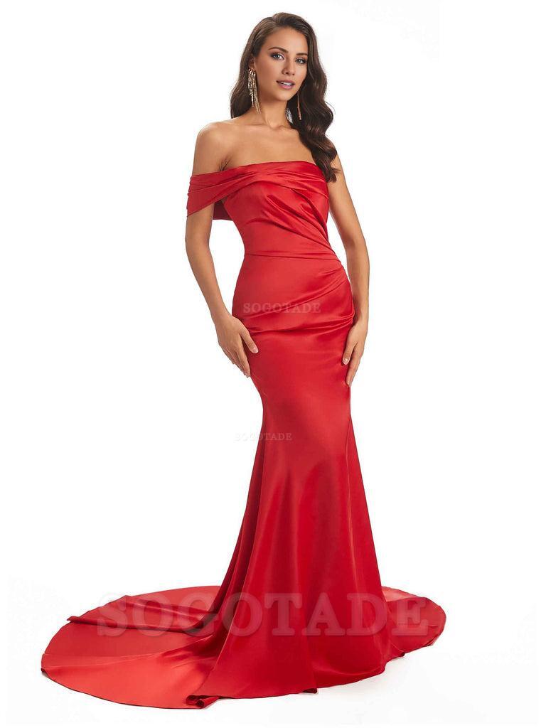 Sexy Soft Satin One Shoulder Long Unique Mermaid Bridesmaid Dresses Elegant Evening Party Dress