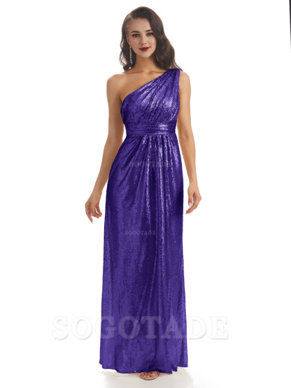 Sexy Sequin One Shoulder Sleeveless Long Mermaid Bridesmaid Dresses prom shop dresses