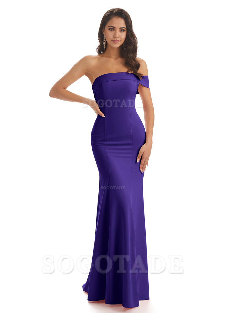 Mermaid One Shoulder Floor-Length Satin Sexy formal dresses evening gown Bridesmaid Dresses