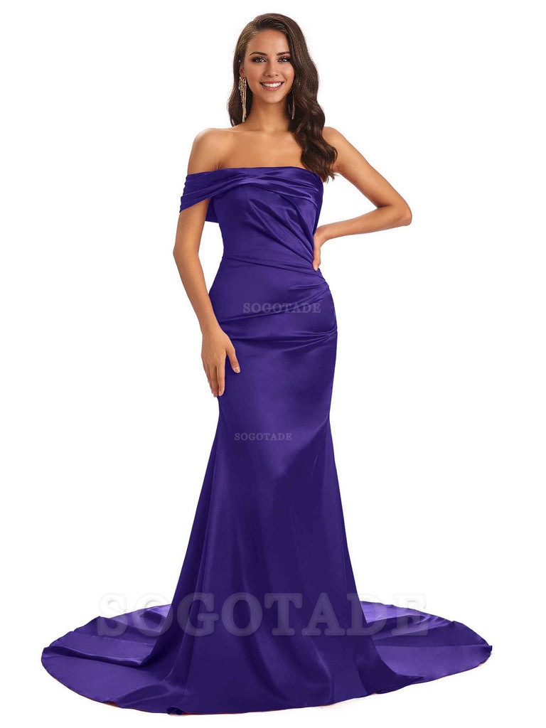 Sexy Soft Satin One Shoulder Long Unique Mermaid Bridesmaid Dresses Elegant Evening Party Dress