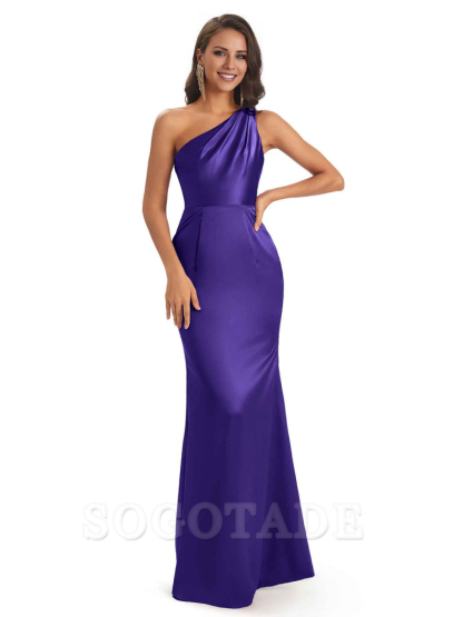 One Shoulder Long Mermaid Bridesmaid Dresses Sexy Soft Satin Elegant Evening Party Dress