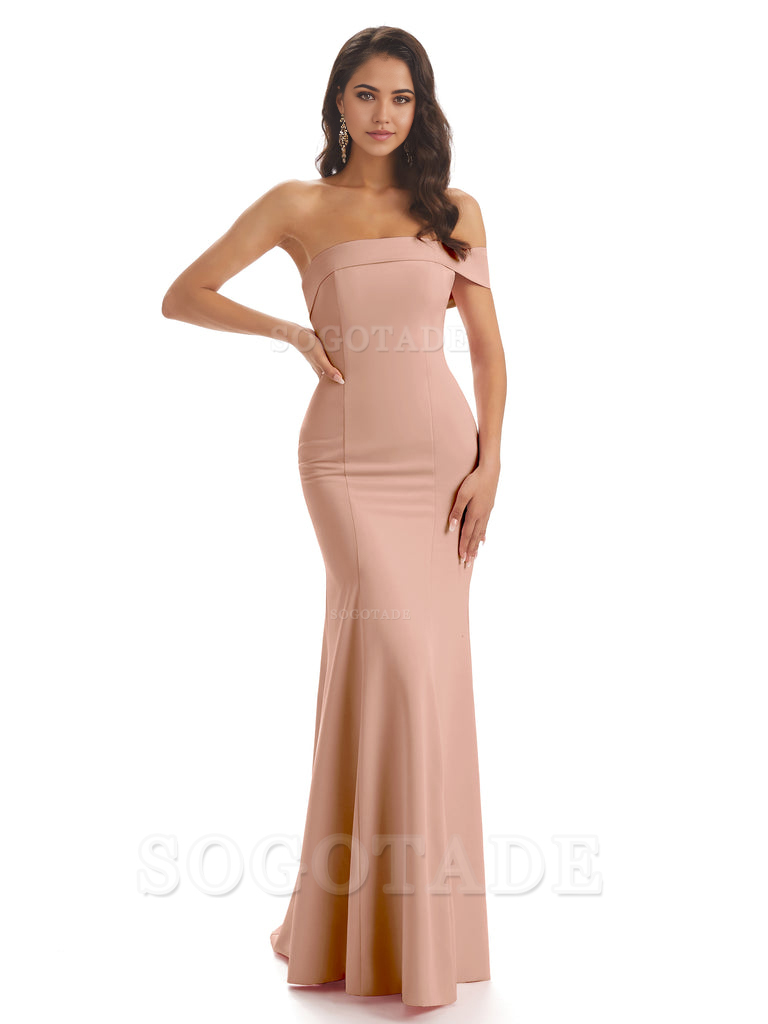 Mermaid One Shoulder Floor-Length Satin Sexy formal dresses evening gown Bridesmaid Dresses