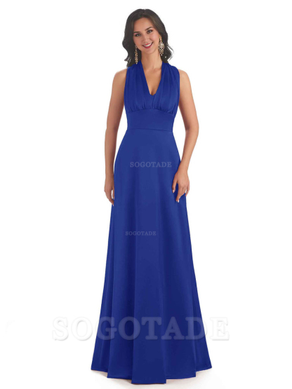 Convertiable Soft Satin A-Line Long Wedding Bridesmaid Dresses Online prom dress in store