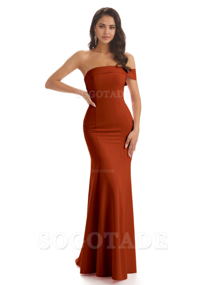 Mermaid One Shoulder Floor-Length Satin Sexy formal dresses evening gown Bridesmaid Dresses