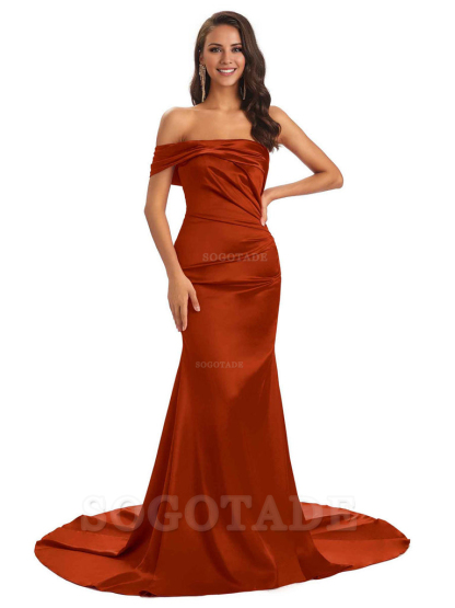 Sexy Soft Satin One Shoulder Long Unique Mermaid Bridesmaid Dresses Elegant Evening Party Dress