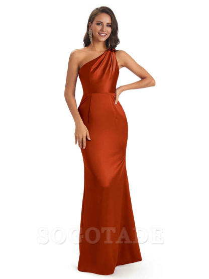 One Shoulder Long Mermaid Bridesmaid Dresses Sexy Soft Satin Elegant Evening Party Dress