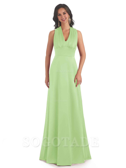 Convertiable Soft Satin A-Line Long Wedding Bridesmaid Dresses Online prom dress in store