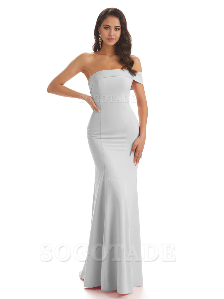Mermaid One Shoulder Floor-Length Satin Sexy formal dresses evening gown Bridesmaid Dresses