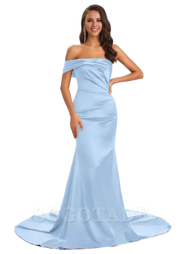 Sexy Soft Satin One Shoulder Long Unique Mermaid Bridesmaid Dresses Elegant Evening Party Dress
