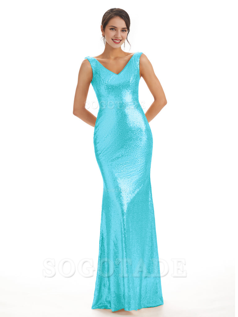 Sleeveless V Neck Mermaid Cultivate oneself Sequin Shining Luxury Bridesmaid Dresses Formal Women's Dresses Wedding Guest Dresses