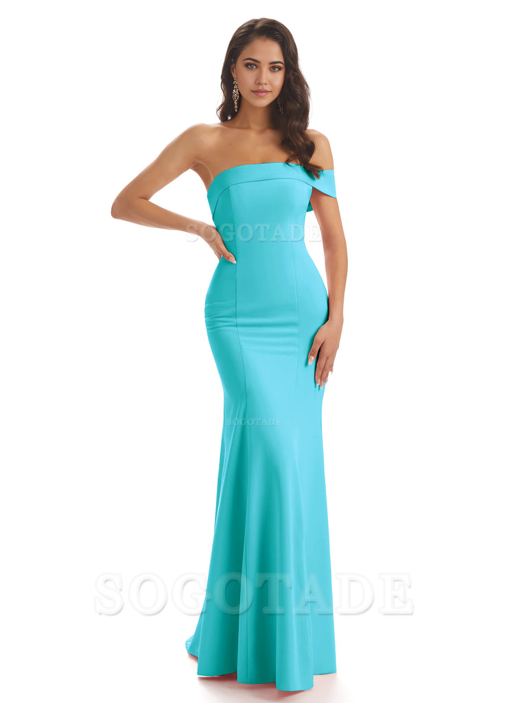 Mermaid One Shoulder Floor-Length Satin Sexy formal dresses evening gown Bridesmaid Dresses
