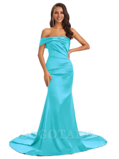 Sexy Soft Satin One Shoulder Long Unique Mermaid Bridesmaid Dresses Elegant Evening Party Dress