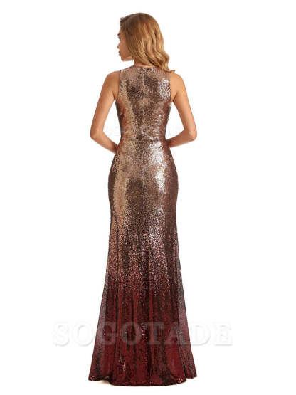 Sparkly Sequin Mermaid Sleeveless Long Bridesmaid Dresses Online