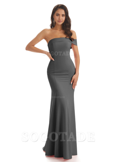 Mermaid One Shoulder Floor-Length Satin Sexy formal dresses evening gown Bridesmaid Dresses