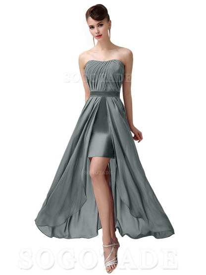 Charming A-Line Off Shoulder Chiffon Sweetheart Sexy Slit Long Bridesmaid Dresses Formal Women's Dresses Wedding Guests Dresses