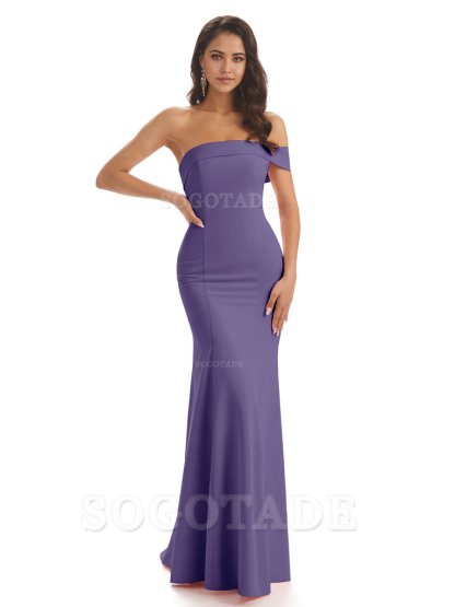 Mermaid One Shoulder Floor-Length Satin Sexy formal dresses evening gown Bridesmaid Dresses