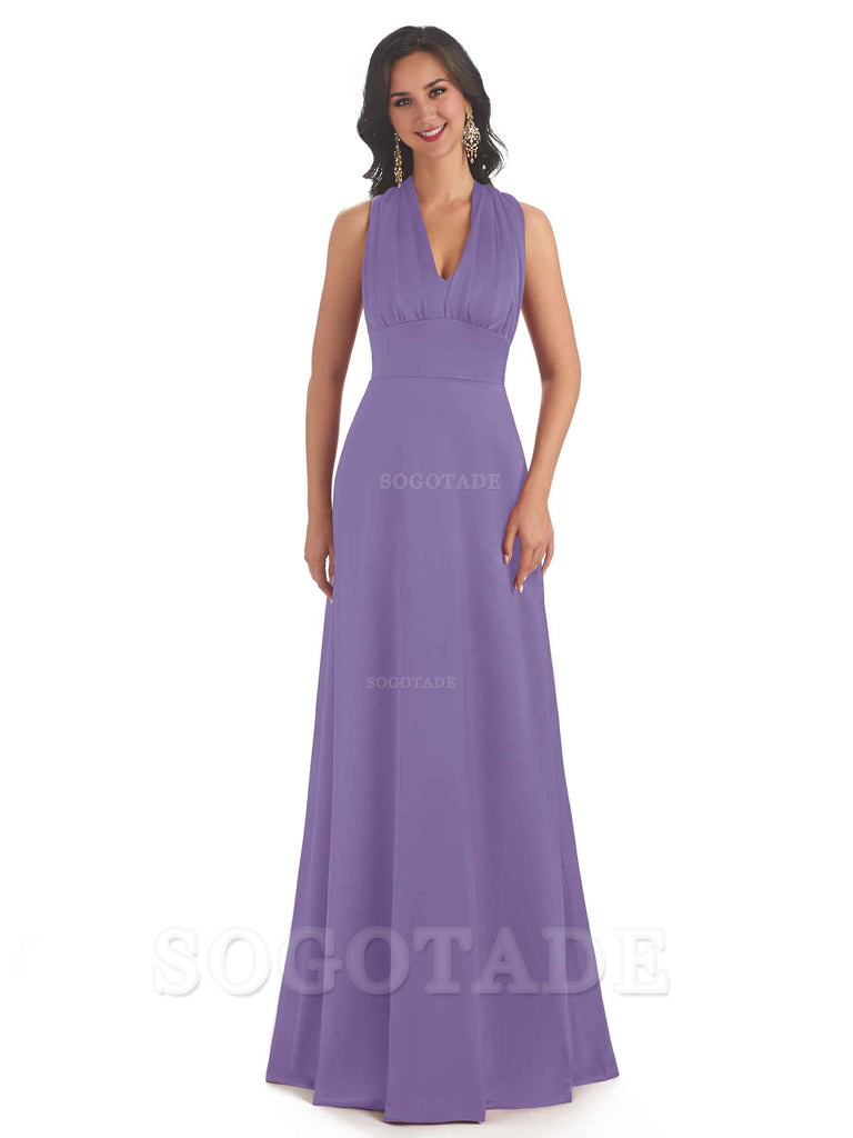 Convertiable Soft Satin A-Line Long Wedding Bridesmaid Dresses Online prom dress in store