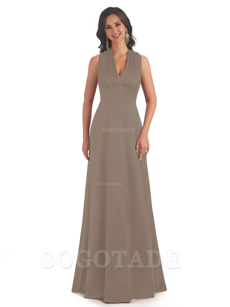 Convertiable Soft Satin A-Line Long Wedding Bridesmaid Dresses Online prom dress in store