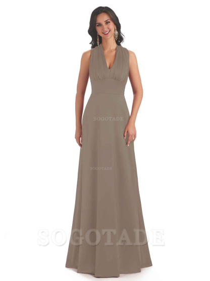 Convertiable Soft Satin A-Line Long Wedding Bridesmaid Dresses Online prom dress in store