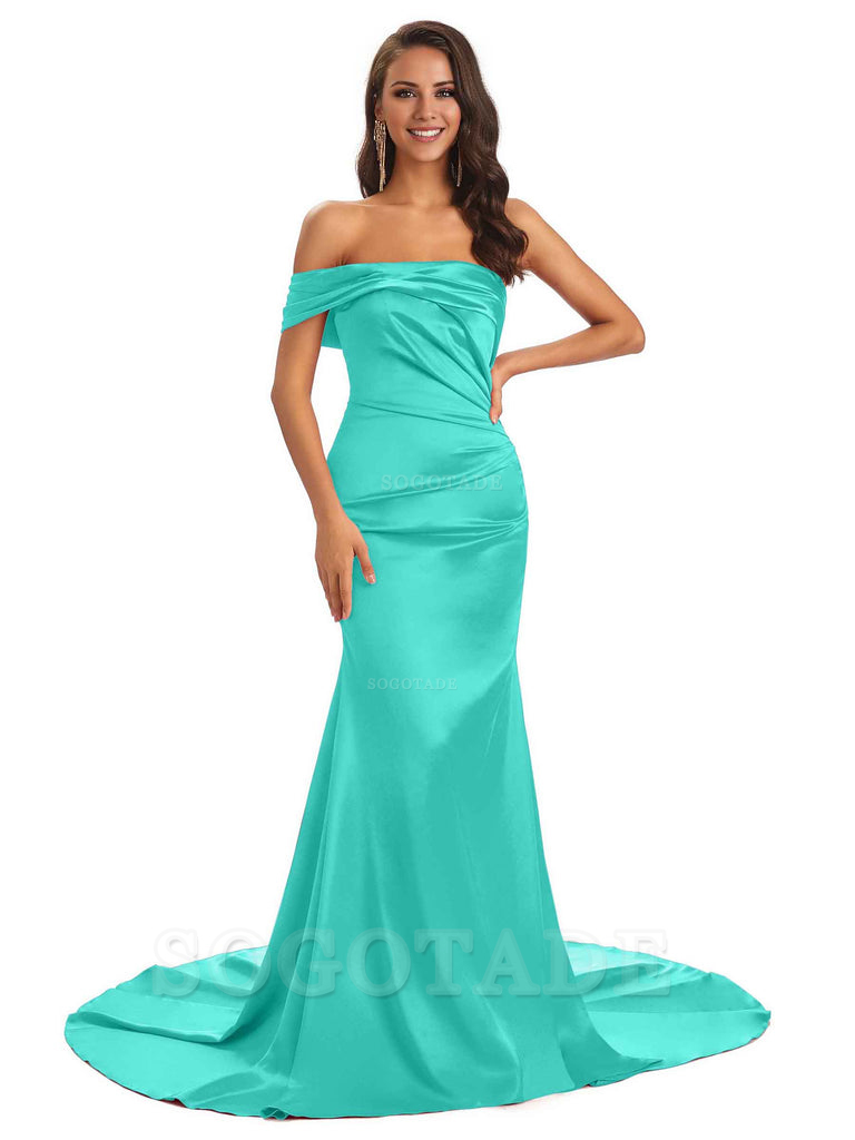 Sexy Soft Satin One Shoulder Long Unique Mermaid Bridesmaid Dresses Elegant Evening Party Dress