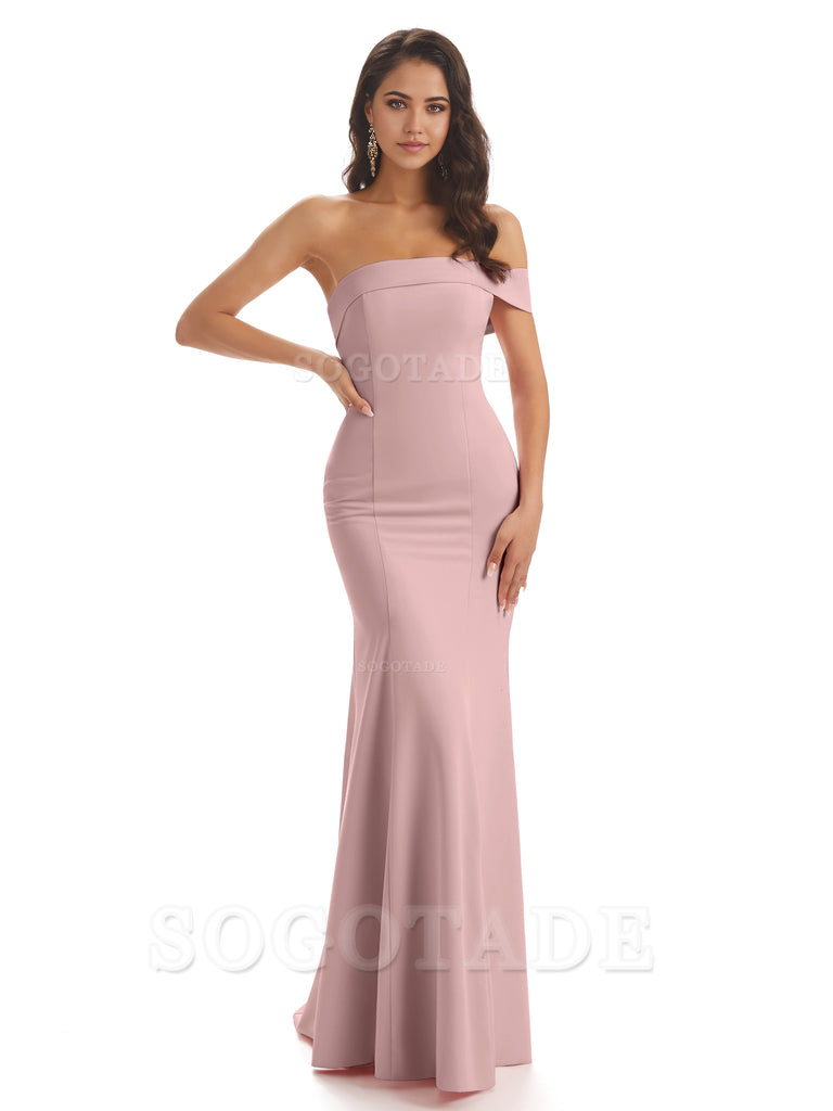 Mermaid One Shoulder Floor-Length Satin Sexy formal dresses evening gown Bridesmaid Dresses