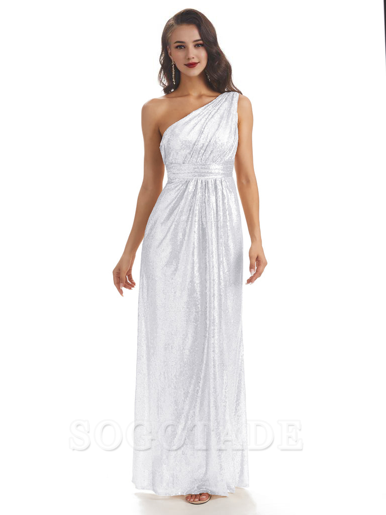 Sexy Sequin One Shoulder Sleeveless Long Mermaid Bridesmaid Dresses prom shop dresses